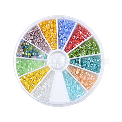 600 pz 12 colori fili di perle di vetro sfaccettato, giada imitato, cubo, colore misto, 2x2mm, Foro: 0.8 mm, 50 pz / colore