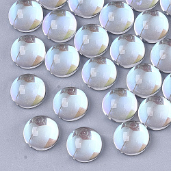 Cabochons en verre transparent, de couleur plaquée ab , demi-rond / dôme, clair ab, 8x4mm