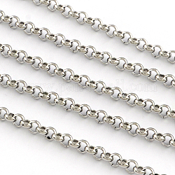 3.28 Feet 201 Stainless Steel Unwelded Rolo Chains, Belcher Chain, Stainless Steel Color, 1.5x4.0mm