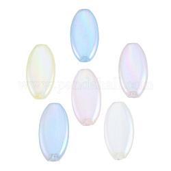 Perline acriliche con placcatura iridescente arcobaleno, Glitter perline, ovale, colore misto, 39.5x20x6.5mm, Foro: 2.5 mm