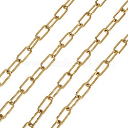 Revestimiento iónico (ip) 304 cadenas de clips de acero inoxidable, cadenas portacables alargadas estiradas, sin soldar, con carrete, real 18k chapado en oro, 17x7x1.6mm, aproximadamente 16.4 pie (5 m) / rollo