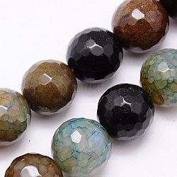 Fili di perline agata crepato naturale, tinto, sfaccettato, tondo, 14mm, Foro: 1 mm