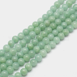 Chapelets de perles en jade persan naturel, teinte, ronde, vert clair, 8mm, Trou: 1.2~1.5mm, Environ 50 pcs/chapelet, 16 pouce