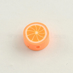 Handmade Polymer Clay Orange Beads, Orange, 10x4.5mm, Hole: 1~2mm