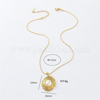 3 шт. ожерелье из нержавеющей стали с имитацией жемчуга в виде спирали для женщин KB7887-1