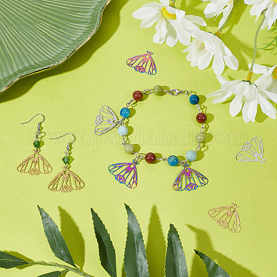 60 шт. 3-х цветные филигранные подвески из нержавеющей стали 201 STAS-DC0008-55-1