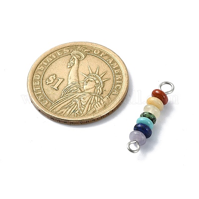 Подвески-соединители из бисера с драгоценными камнями 7 чакры PALLOY-JF02531-01-1