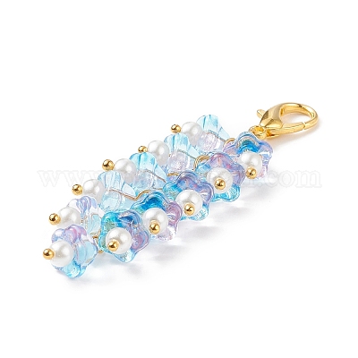 Труба цветок стеклянный кулон украшения HJEW-JM00800-01-1