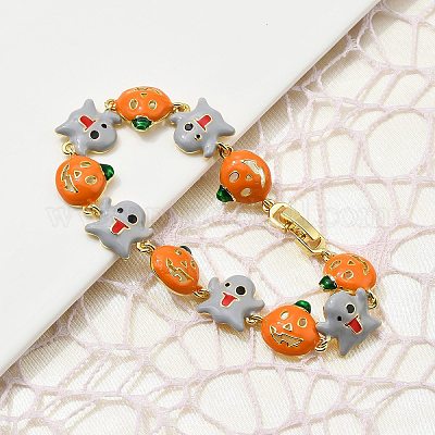 Браслеты из латуни и эмали для женщин на Хэллоуин BJEW-B149-01P-1