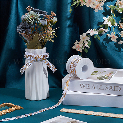 10 ярд эластичного шнура из полиэстера с золотым тиснением и цветком OCOR-WR0001-49B-1