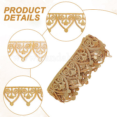 Лента в этническом стиле с утюгом/пришивкой из полиэстера с металлизированной вышивкой и цветочной лентой SRIB-WH0011-204C-1