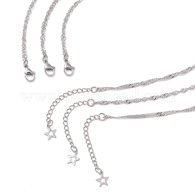 Однослойные ожерелья из сингапурской цепи из нержавеющей стали 304 для женщин NJEW-JN05479-1