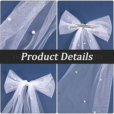 Длинные заколки для волос из полиэстера с бантом и аллигатором OHAR-WH20005-07B-1