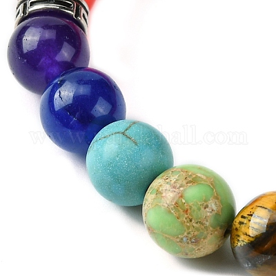 Эластичные круглые браслеты из разноцветных натуральных и синтетических драгоценных камней BJEW-JB09650-1