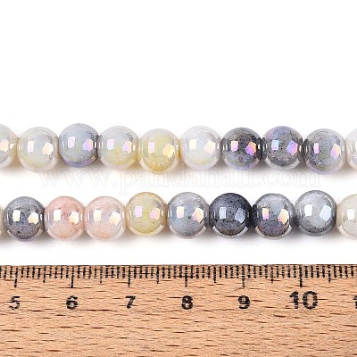 Гальванические непрозрачные стеклянные бусины EGLA-T026-8mm-05E-1