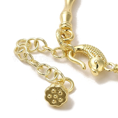 Браслет из латуни и бамбука BJEW-C051-12G-1