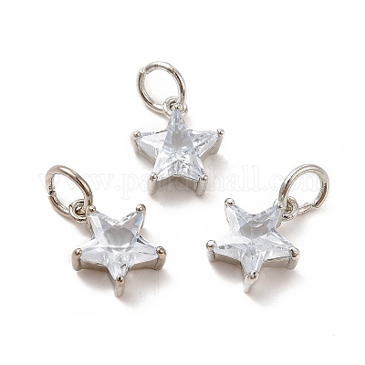 Подвески из латуни с покрытием из прозрачного кубического циркония KK-E081-03P-1