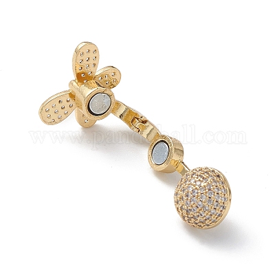 Реечное покрытие бабочка латунь микро паве прозрачный кубический цирконий загибается на магнитные застежки KK-C019-20G-1