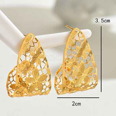 Серьги-гвоздики из сплава с полыми цветами GR6330-1