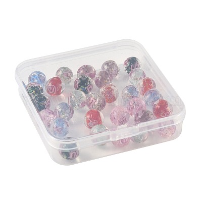 30 шт. 6-х цветные бусины ручной работы из фольги в технике лэмпворк LAMP-FS0001-68-1