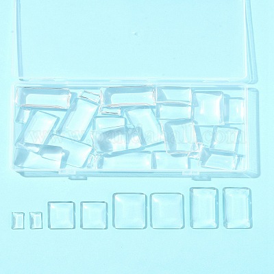 32 шт. 4 стиля прозрачных прямоугольных стеклянных кабошонов GGLA-FS0001-05-1