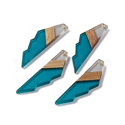 Большие подвески из прозрачной смолы и орехового дерева RESI-M027-09J-1