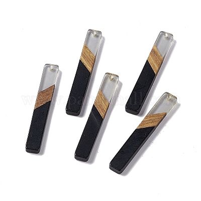 Большие подвески из непрозрачной смолы и орехового дерева RESI-M027-11A-1