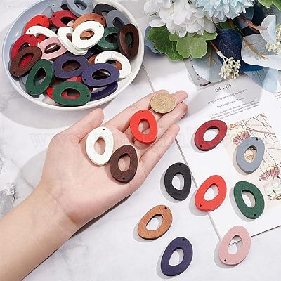 60шт 10 цвета деревянные подвески WOOD-NB0002-25-1