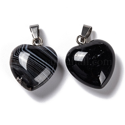 Подвески из натурального окрашенного и нагретого черного агата G-I311-A16-1