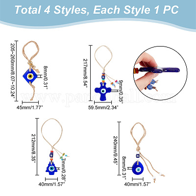 Ahademaker 4 шт. 4 стильные стеклянные подвески от сглаза украшения HJEW-GA0001-33-1