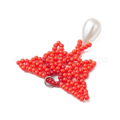 Подвески-бабочки из стеклянного бисера PALLOY-MZ00484-01-1