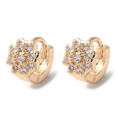 Серьги-кольца из латуни с микропаве из кубического циркония EJEW-P238-27KCG-1
