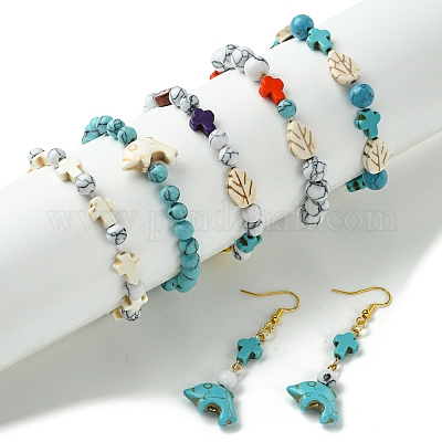 12 стиль окрашенных синтетических бирюзовых бусин TURQ-FS0001-04-1