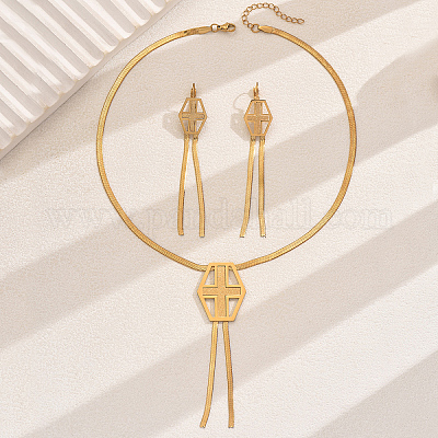 Комплекты из ожерелья и серег с крестиком из нержавеющей стали для женщин BL3761-1