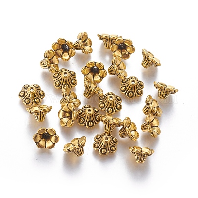 Бусины-колокольчики с филигранью в тибетском стиле TIBE-A23845-AG-LF-1