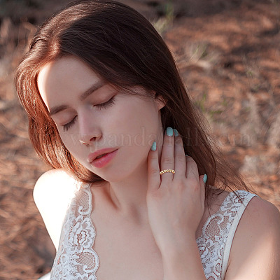 8 шт. 8 стильных вращающихся манжетных кольца из латуни с бусинами RJEW-SW0001-01-1