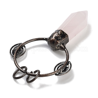 Большие подвески с ограненными заостренными пулями из натурального розового кварца G-A221-02E-1