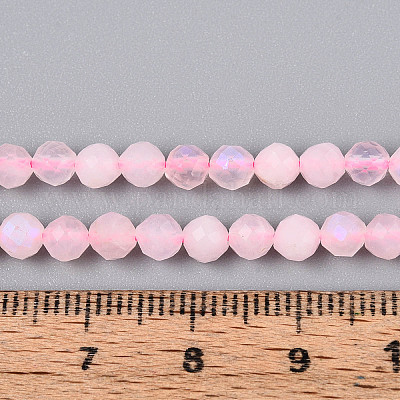 Нити бусин из натурального розового кварца с покрытием цвета AB G-T144-B07-02-1