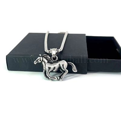 Ожерелья из нержавеющей стали с подвеской в виде бегущей лошади для мужчин UC4254-1