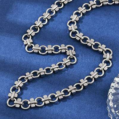 Ожерелья из цепочек с кольцами из нержавеющей стали 304 NJEW-H072-02A-P-1