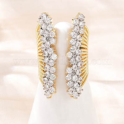 Латунные микро проложить манжеты кольца кубического циркония RJEW-C140-04G-1