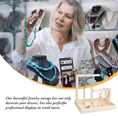 Прямоугольные деревянные витрины для ювелирных изделий ODIS-WH0329-34A-1