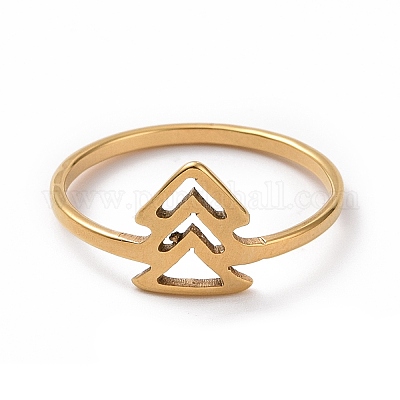 Женское кольцо-стрелка из нержавеющей стали 201 с ионным покрытием (IP) RJEW-J051-05G-1