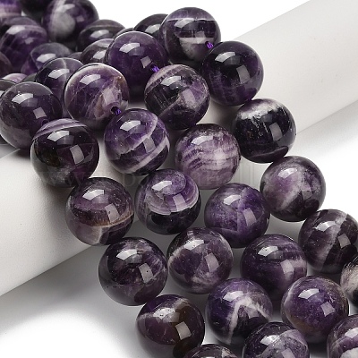 Нити из натуральных шевронных аметистовых бусин G-I222-14mm-01-1