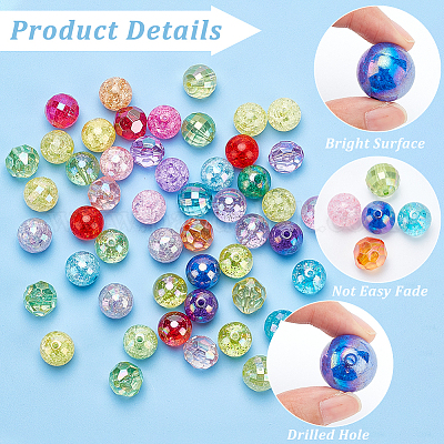 Wholesale PandaHall Elite 50Pcs 5 Style AB Color Plated Transparent Acrylic  Beads 