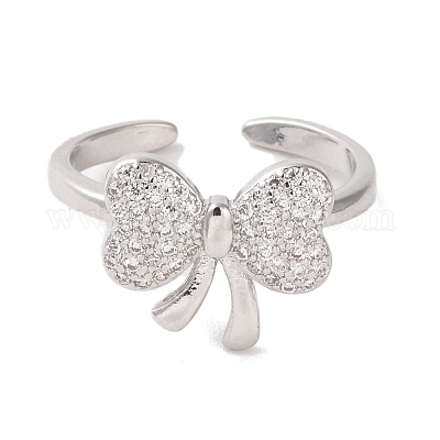 Открытое кольцо-манжета из латуни с микропаве из кубического циркония RJEW-K256-58H-P-1