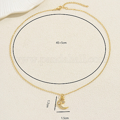 Женские ожерелья с подвесками в виде луны и звезд из латуни с прозрачными кубическими цирконами HB1903-1