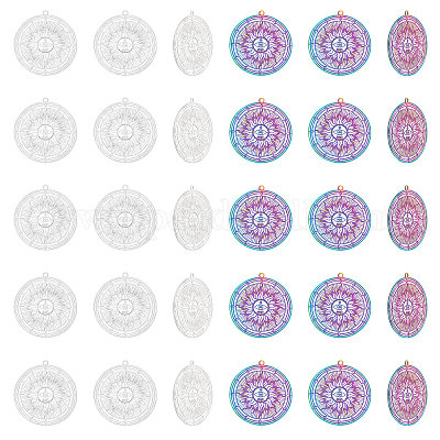 40 шт. 2-х цветные филигранные подвески из нержавеющей стали 201 STAS-DC0010-92-1