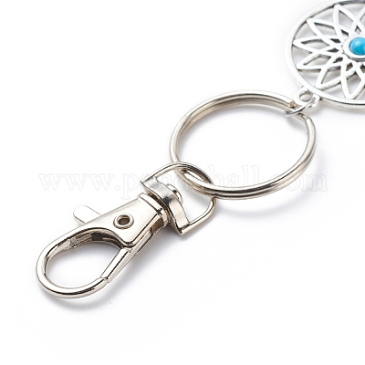 Тканая сетка/паутина с подвесными украшениями из перьевого сплава HJEW-JM00777-1