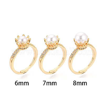 Закрепка колец-штифтов в форме короны из латуни с микропаве из прозрачного кубического циркония KK-T076-18G-1